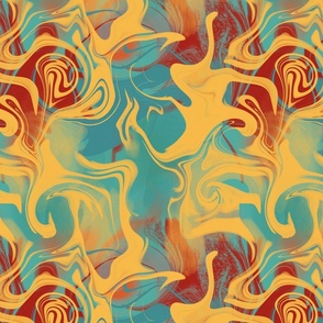 Medium - small//psychedelic marbling in yellow, orange, red, and turquoise
