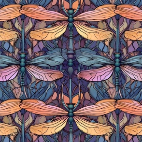 watercolor dragonflies in rich rainbow jewel tones