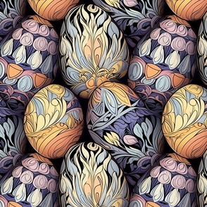 folk art pastel easter eggs with tulips and color