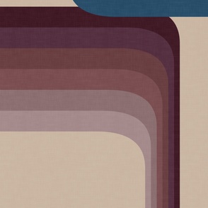 80s Overlap Curves Throw Blanket in Jewel Tones Colors Linen Texture