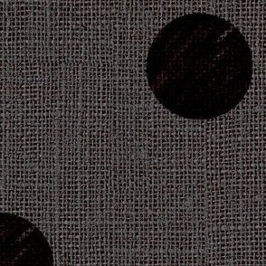 large textured polka dots in earthy minimalist style very dark mahogany brown and faux burlap texture in grey brown