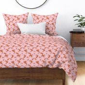 Large Scandinavian boho floral design - retro style seventies jumbo blossom pink blush on cinnamon