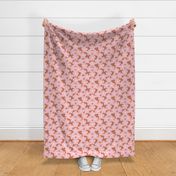 Large Scandinavian boho floral design - retro style seventies jumbo blossom pink blush on cinnamon