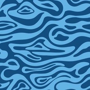 Abstract groovy surf waves - retro ocean design blue navy 