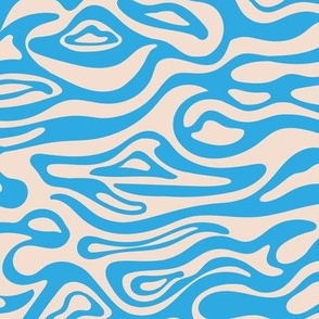 Abstract groovy surf waves - retro ocean design blue sand 