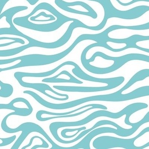 Abstract groovy surf waves - retro ocean design sea foam blue