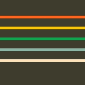 Horizontal-thin-lines-in-retro-orange-beige-green-yellow-blue-on-grey-XL-jumbo