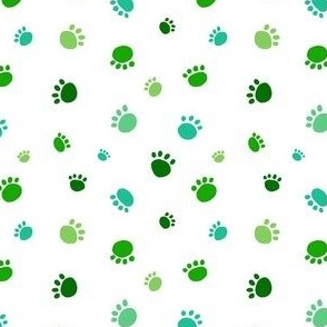 St Patricks Day Green Dog Cat Animal Paw Prints on White