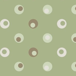 wonky polka dots, geometric, sage, avocado green, tan, cream