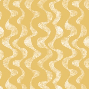 (L) Warm minimalist kelp seaweed ribbons ivory and mustard yellow large scale 12 inch
