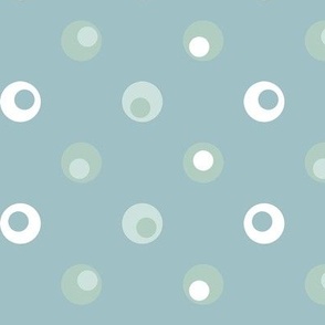 wonky polka dots, geometric, sea glass, seafoam, blue, white