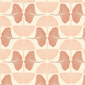 Whispering Ginkgo: Hand-Drawn Delicacy - Soft Peach Nature-Inspired Design