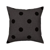Medium textured polka dots in earthy minimalist style very dark mahogany brown and faux burlap texture in grey brown