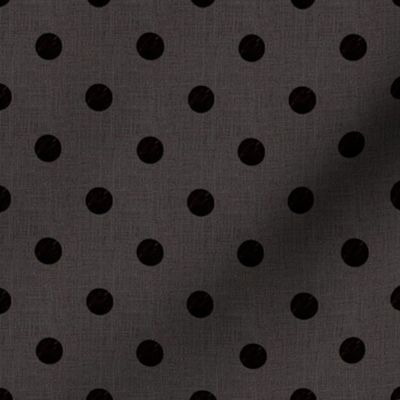 Small  textured polka dots in earthy minimalist style very dark mahogany brown and faux burlap texture in grey brown