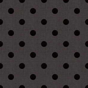 Small  textured polka dots in earthy minimalist style very dark mahogany brown and faux burlap texture in grey brown