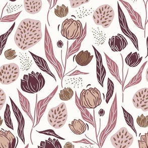 Medium, Moody Floral, Brown and Pink, Wallpaper, Fabric, Bedding