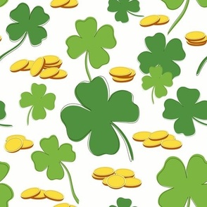 Clover leaves and coins