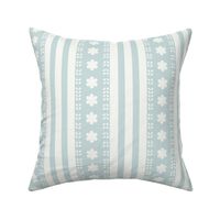 MEDIUM Softly Textured Pastel Light Blue Floral Decorated Stripes 