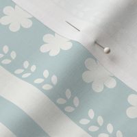 MEDIUM Softly Textured Pastel Light Blue Floral Decorated Stripes 