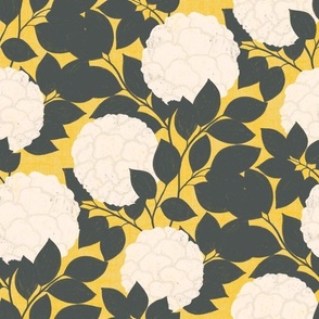 White Peonies on Yellow