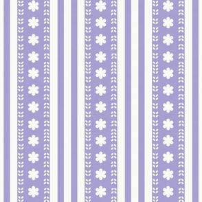 MEDIUM Softly Textured Pastel Lavender Violet Floral Decorated Stripes 