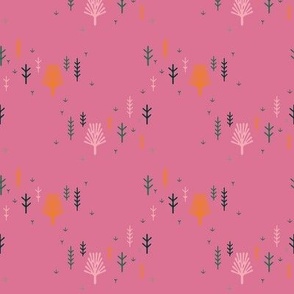 FUNKY Wilderness - MINI Scattered trees on Pink