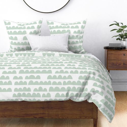 abstract rolling hills - celadon green and white - large