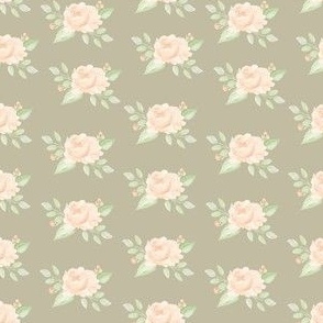 Peach Blossom block print tan 3" wide