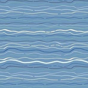 Wavy stripes on blue