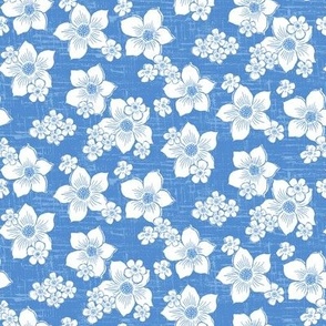 Cotton and Flax Flowers on Blue