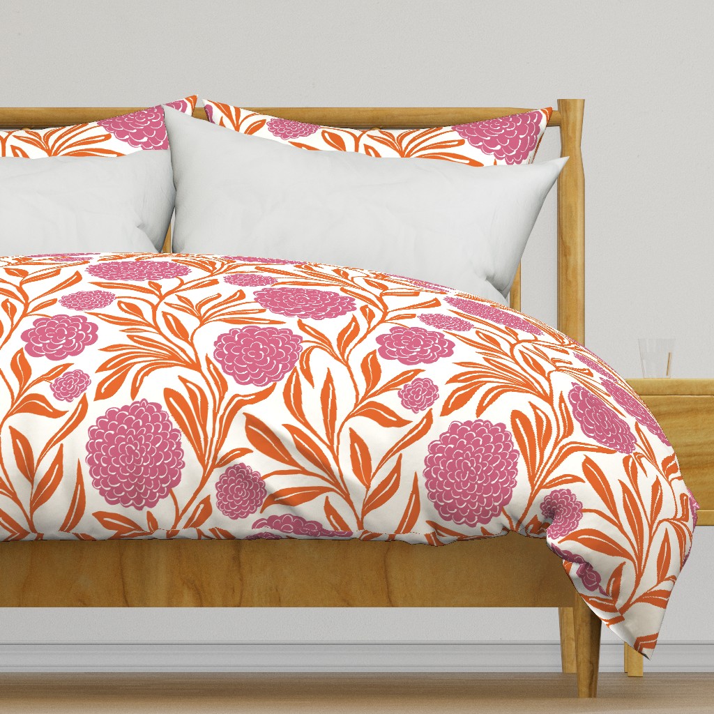 Bold floral vines - Pink and orange