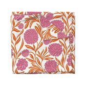 Bold floral vines - Pink and orange