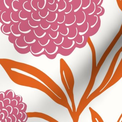 Bold floral vines - Pink and orange