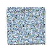 Retro Flowers – 1960s and 1970's Floral, blue green (24" repeat- flw15)