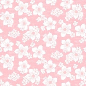 Cotton and Flax Flowers, White and Pink