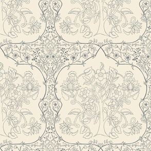 Tree of Life  Chintz in Gray