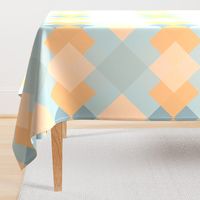 Peach and Blue Argyle Bold Minimal Squares, Diamonds & Checks Large Scale in Peach and Blue Muted Pastels
