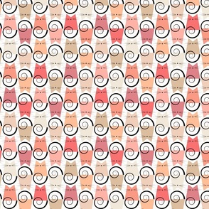 cat - peach fuzz figaro cat small - pantone peach plethora color palette - cute geometric cats - cat fabric and wallpaper