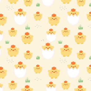 Spring Chicks on Pale Yellow, Easter Fabric, Cute Easter, Chic Fabric, Eggs, Nursery Fabric 