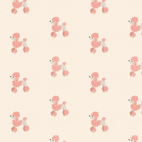 Pink Poodle Puppy: Cute Fluffy Poodle Dogs in candy floss pink and white on a cream background (medium)