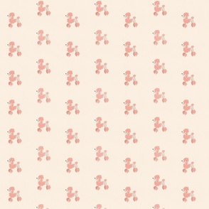 Pink Poodle Puppy: Cute Fluffy Poodle Dogs in candy floss pink and white on a cream background (small)