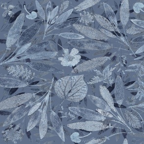 sage leaf print wedgewood blue