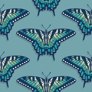 Swallowtails on Pale Sea Blue