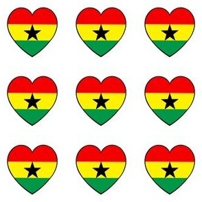 Ghana flag hearts on white