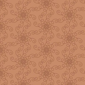 Abstract Orange Scroll Flowers