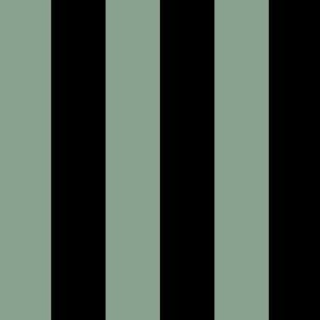 1” Vertical Stripes, Black and Sage