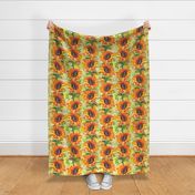 Sunflower on a bed of meadow flower in smudge green and yellow  - Mid scale