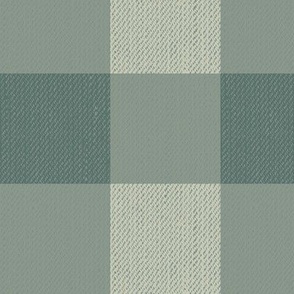 Twill Textured Gingham Check Plaid (3" squares) - Jack Pine on Wind Chime Pale Green  (TBS197)
