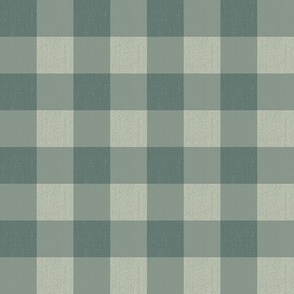 Twill Textured Gingham Check Plaid (1" squares) - Jack Pine on Wind Chime Pale Green  (TBS197)