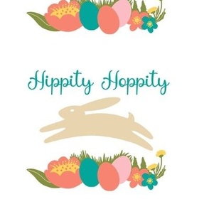 8” Swatch Panel, Hippity Hoppity Easter Bunny on White